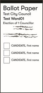 Example of a council election ballot paper